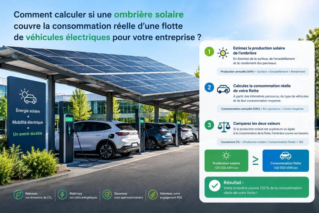 Comment calculer si une ombrière solaire couvre la consommation réelle d'une flotte de véhicules électriques pour votre entreprise