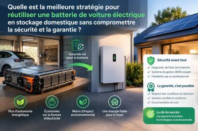 Quelle est la meilleure stratégie pour réutiliser une batterie de voiture électrique en stockage domestique sans compromettre la sécurité et la garantie